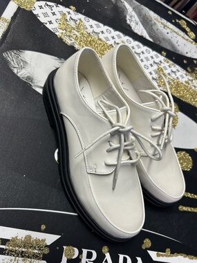 Women’s White Lace-Up platform boots short sz 7 cosplay anime